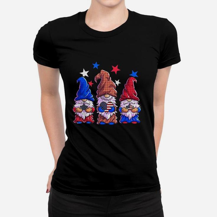 Girls American Flag Stars Gnome Women T-shirt
