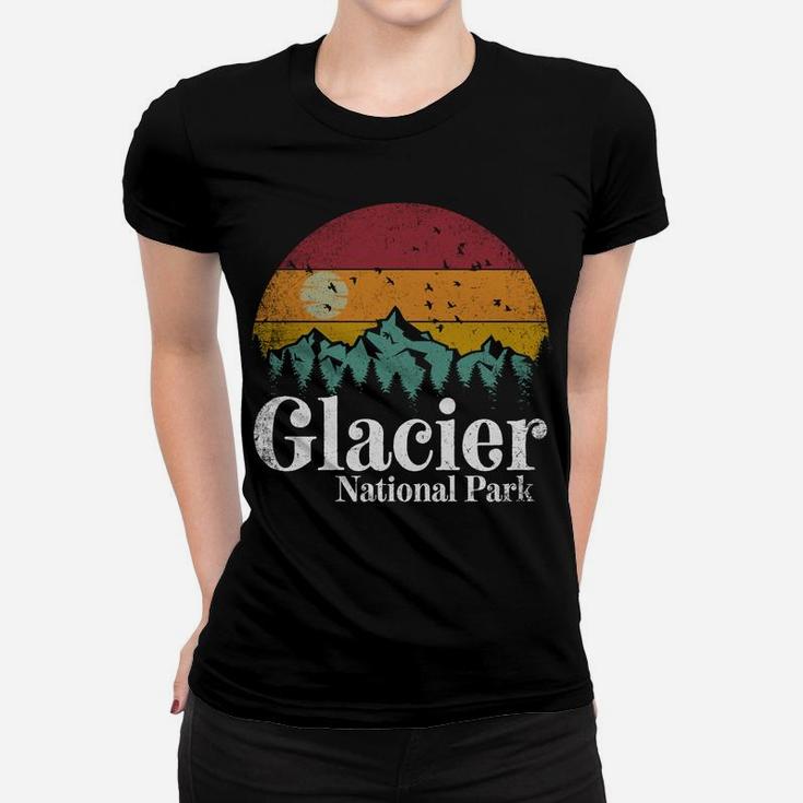 Glacier National Park Retro Style Hiking Vintage Camping Sweatshirt Women T-shirt