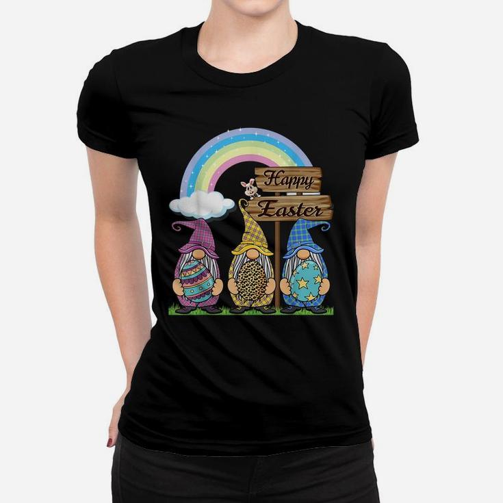 Gnome Easter Shirt Women Leopard Print Easter Egg Teen Girls Women T-shirt