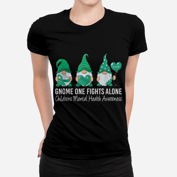 Gnome Fights Childrens Mental Health Awareness Green Ribbon Women T-shirt