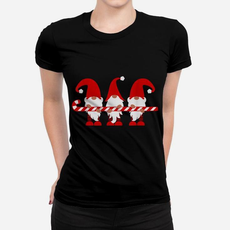 Gnome Holding Candy Cane Christmas Xmas Outfit Women T-shirt