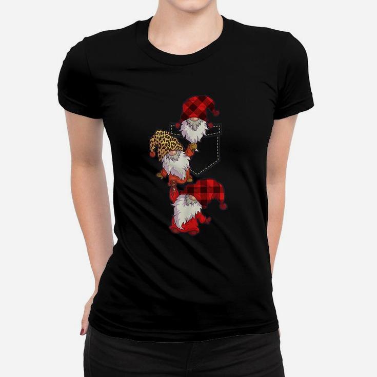 Gnome In Pocket Shirt Women Buffalo Plaid Girls Gnome Lover Women T-shirt