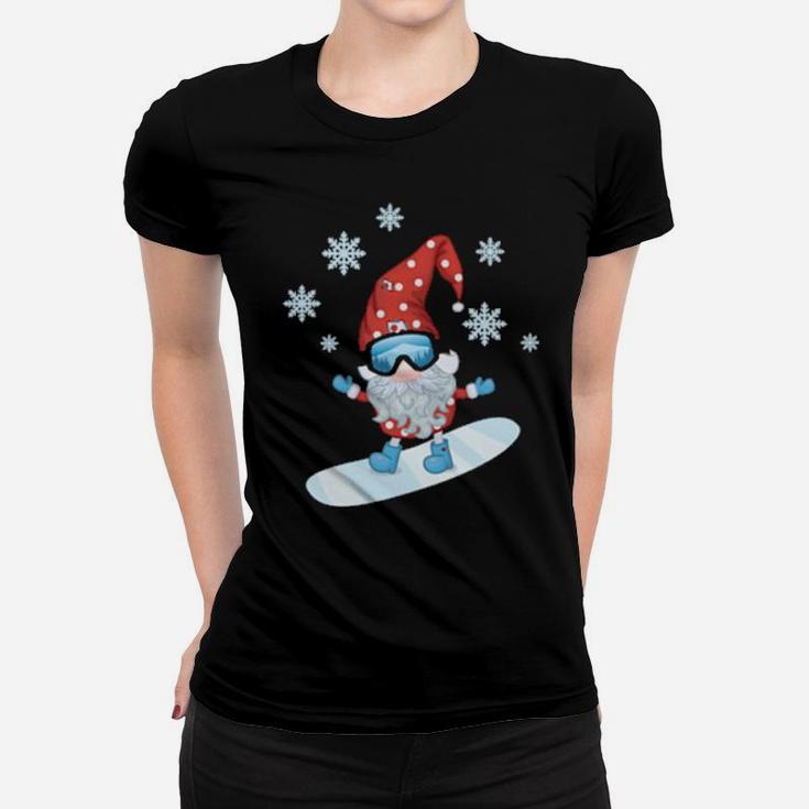 Gnome On Snowboard Ugly Xmas Costume Women T-shirt