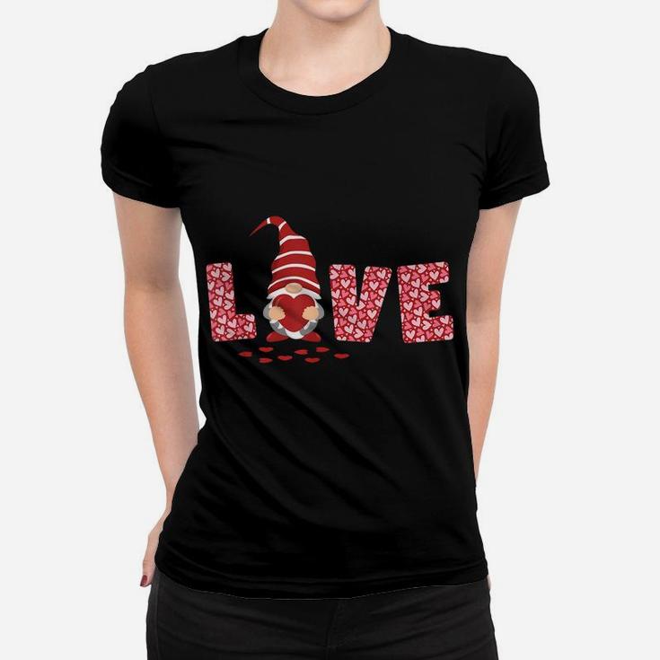 Gnome Valentines Day T Shirt Love Red Heart Happy V-Day Cute Women T-shirt