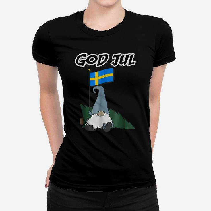 God Jul Swedish Gnome Tshirt Merry Christmas Swedish T-Shirt Women T-shirt