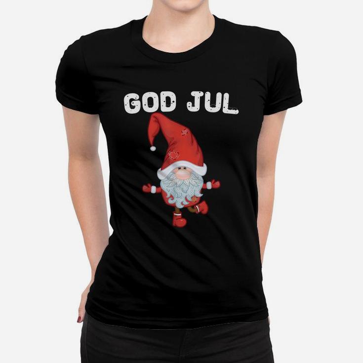 God Jul Swedish Merry Christmas Sweden Tomte Gnome Women T-shirt