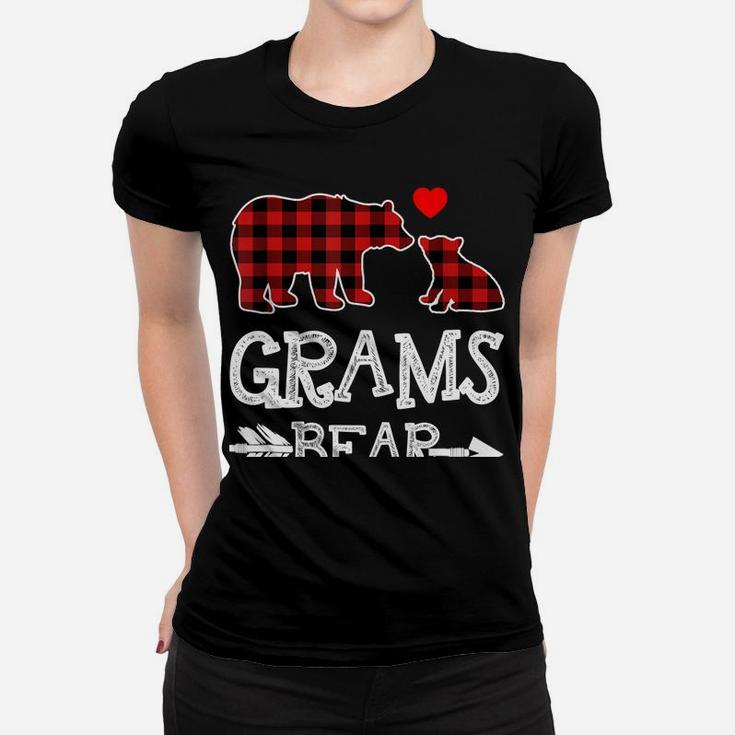 Grams Bear Shirt, Red Buffalo Plaid Grandma Bear Pajama Women T-shirt