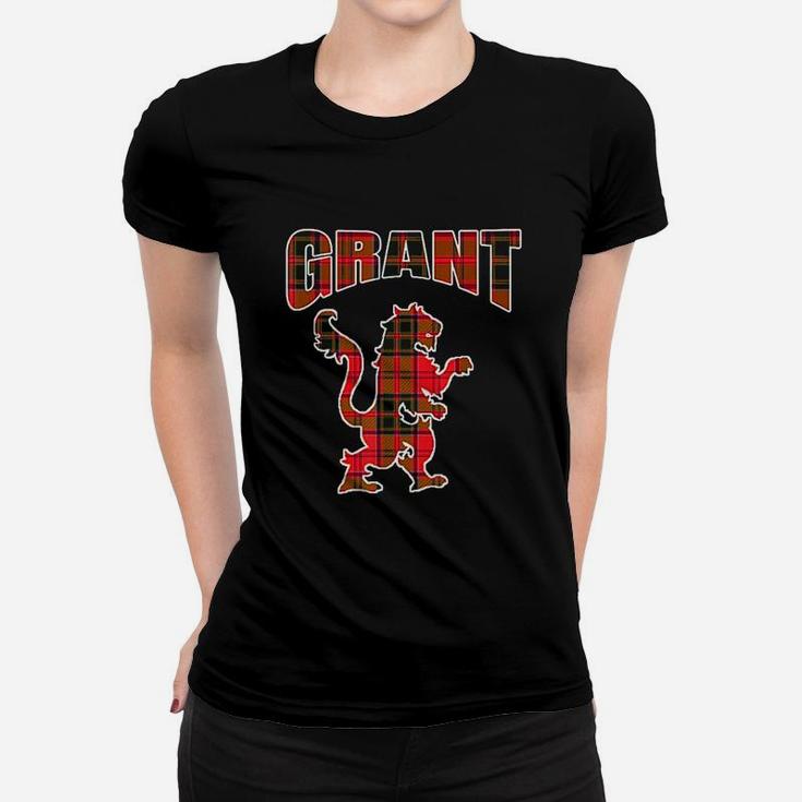 Grant Clan Kilt Tartan Lion Namesake Scottish Women T-shirt
