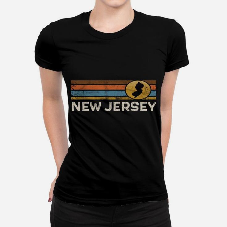 Graphic Tee New Jersey Us State Map Vintage Retro Stripes Women T-shirt