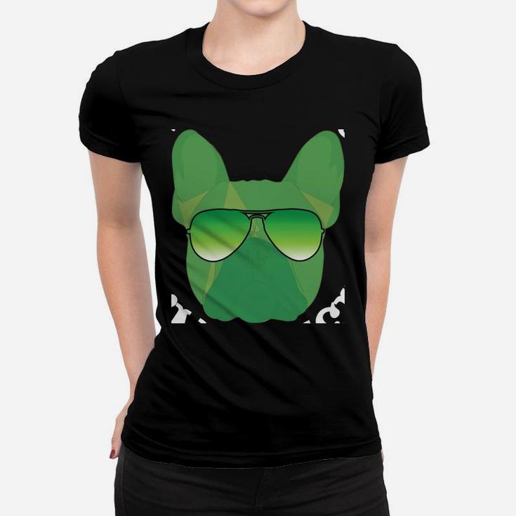 Green French Bulldog Dog Kiss Me I'm Irish St Patrick Shirt Women T-shirt