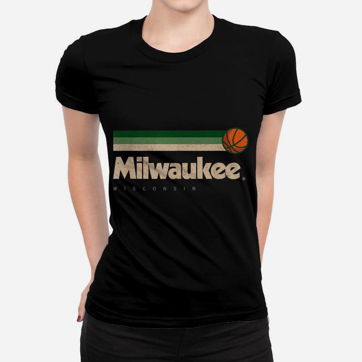 Green Milwaukee Basketball B-Ball Wisconsin Retro Milwaukee Women T-shirt