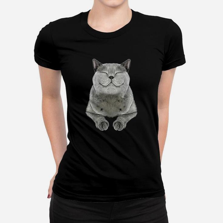 Grey Cat Smile Eager Face Women T-shirt