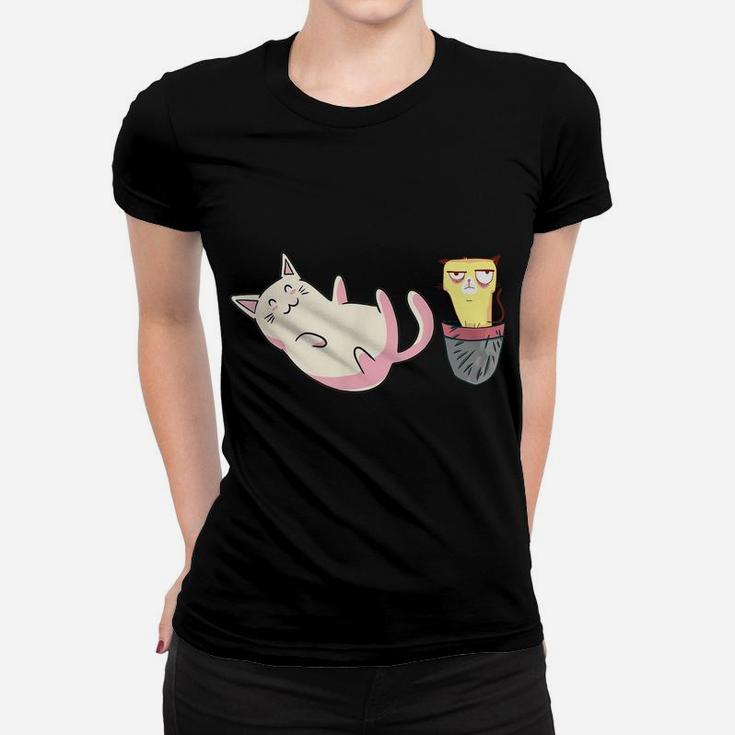 Grumpy Pocket Cat Japanese Kawaii Ramen Kitty Gift Pet Anima Women T-shirt