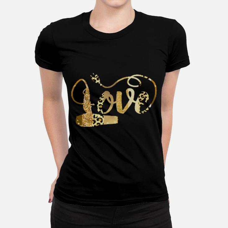 Hair Stylist Valentine Hairdresser Leopard Animal Print Women T-shirt