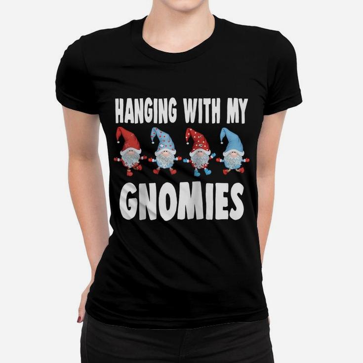 Hanging With My Gnomies Gnome Friend Christmas Lovers Raglan Baseball Tee Women T-shirt