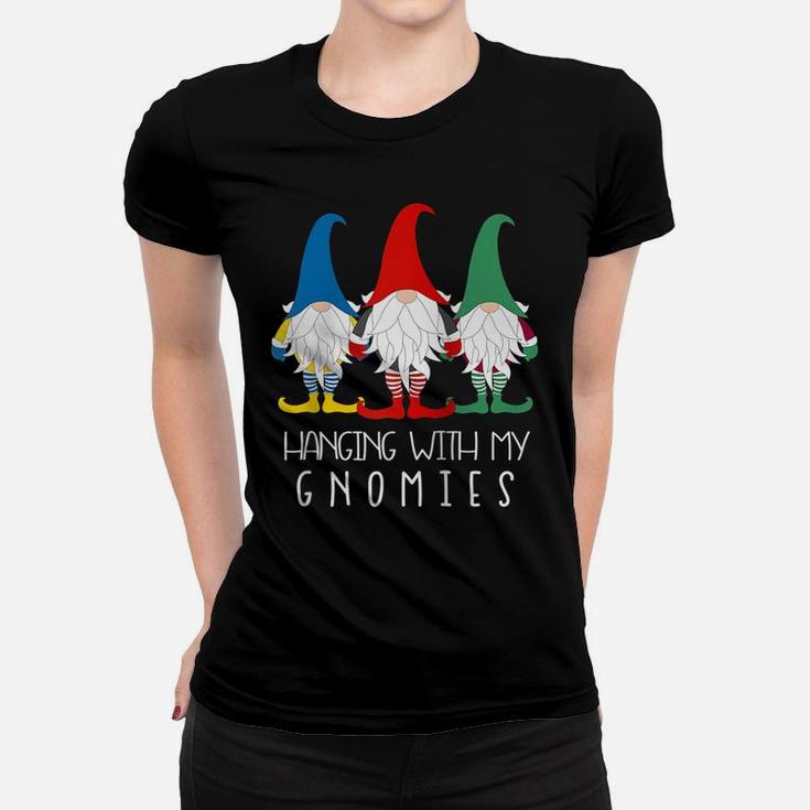 Hanging With My Gnomies Nordic Santa Gnome Funny Christmas Raglan Baseball Tee Women T-shirt