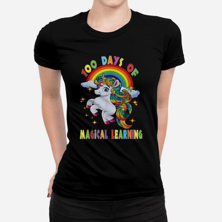 Happy 100 Days Of School Magical Learning Unicorn Teacher Women T-shirt