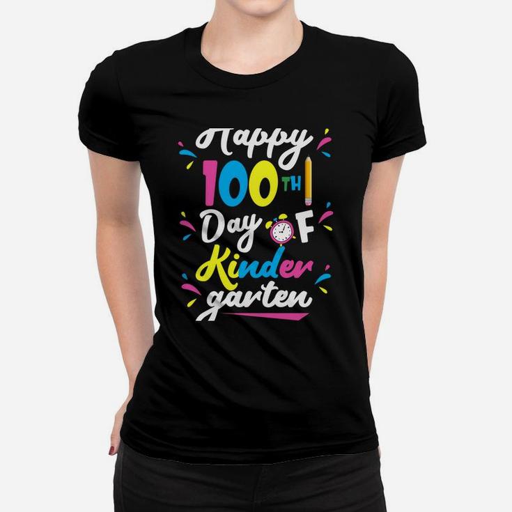 Happy 100Th Day Of Kindergarten Teacher & Student Kids Gift Women T-shirt