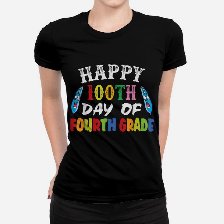 Happy 100Th Day Of School 100Th Day Of 4Th Grade Women T-shirt