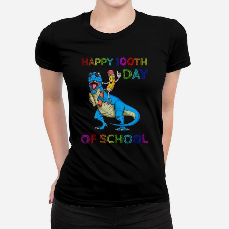 Happy 100Th Day Of School Pencil Riding DinosaurRex Funny Sweatshirt Women T-shirt