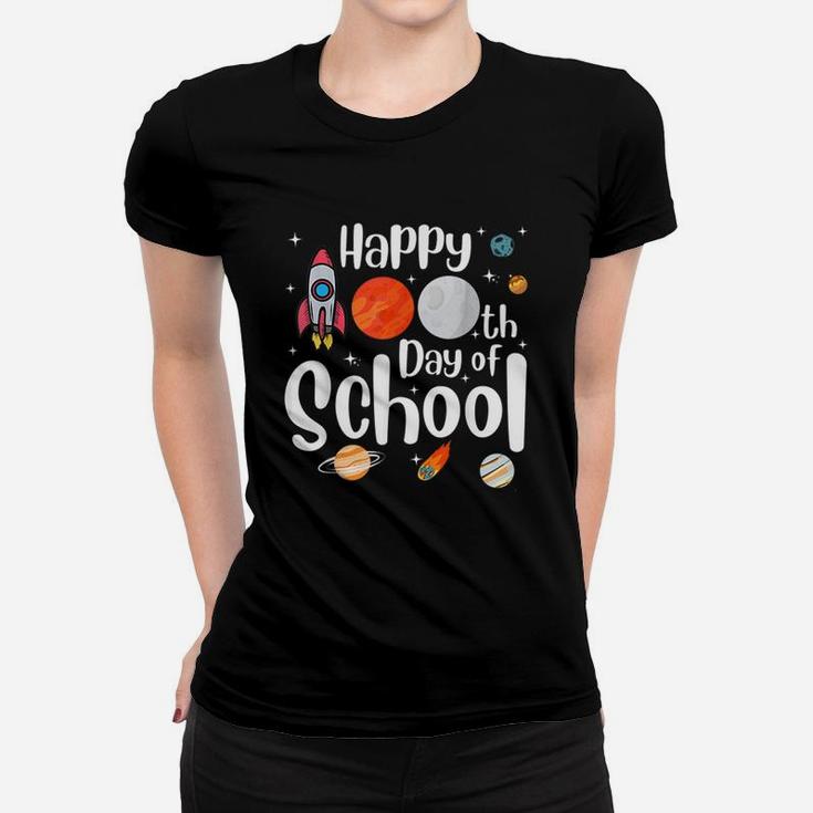 Happy 100th Day Of School Space Funny Teacher Student Kids Women T-shirt