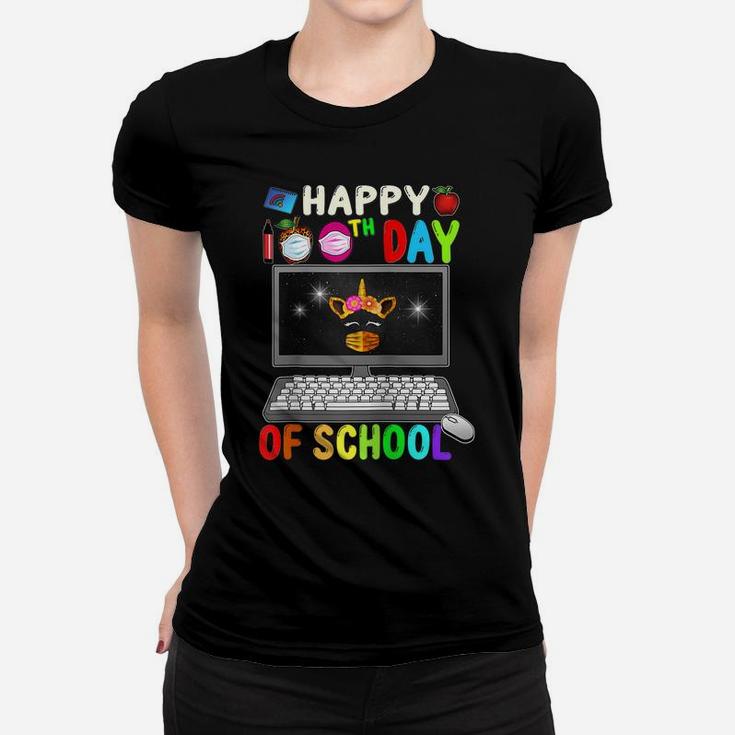 Happy 100Th Day Of School Virtual Teacher Unicorn Girls Raglan Baseball Tee Women T-shirt