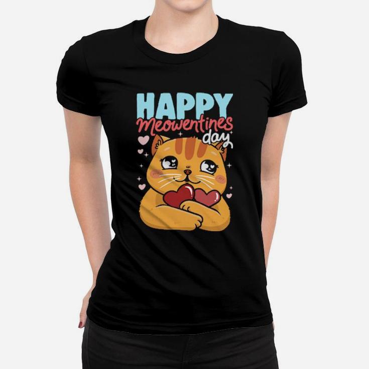 Happy Meowentine's Day Cat Valentine's Day Heart Cats Women T-shirt