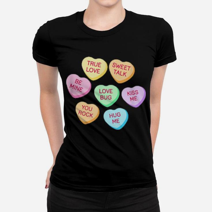 Happy Valentines Day Candy Conversation Cute Hearts Women T-shirt