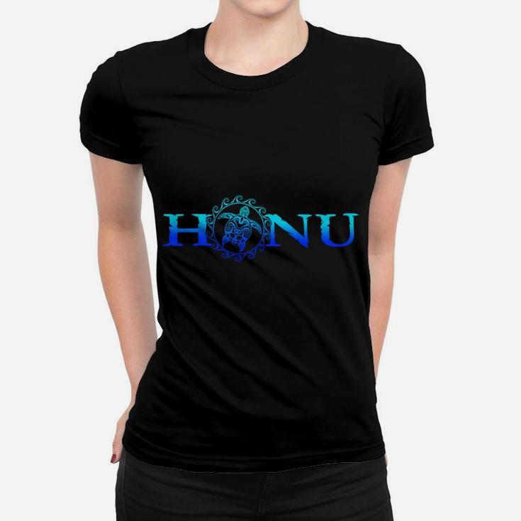 Hawaiian Honu Ocean Blue Tribal Turtle Women T-shirt