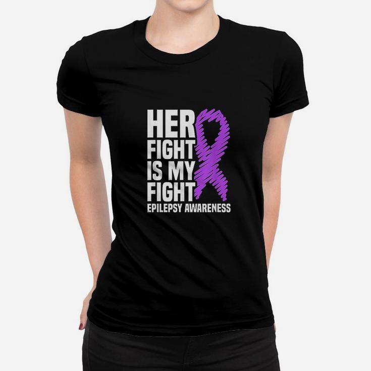 Her Fight Is My Fight Purple Ribbon Women T-shirt