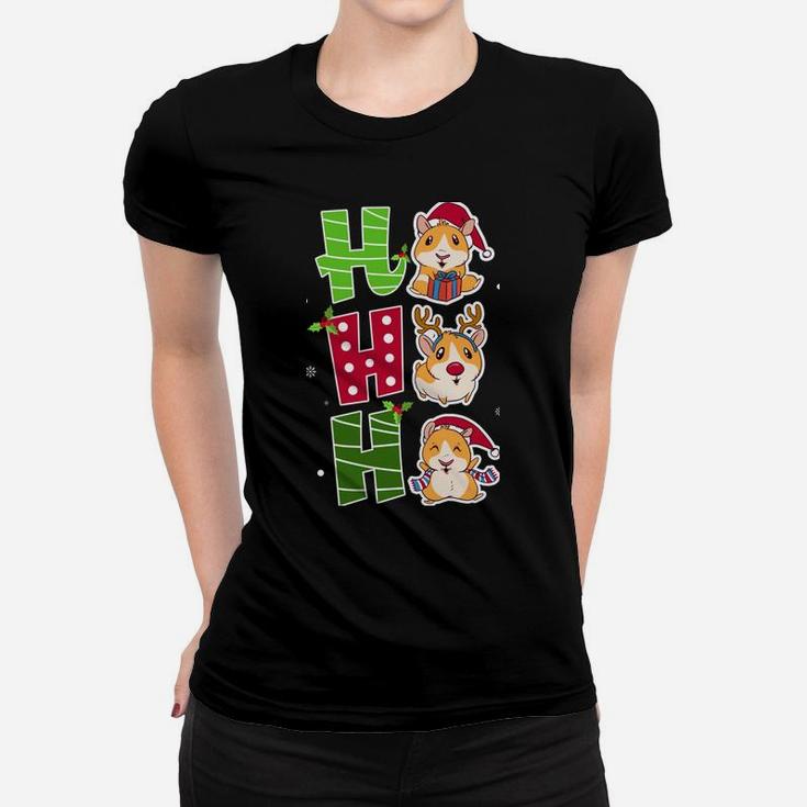 Ho Ho Ho Funny Guinea Pig Christmas Xmas Cute Santa Gift Women T-shirt