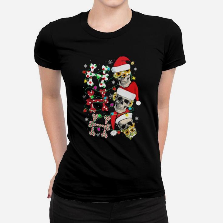 Ho Ho Ho Skull With Santa Hat For Skull Lover Women T-shirt