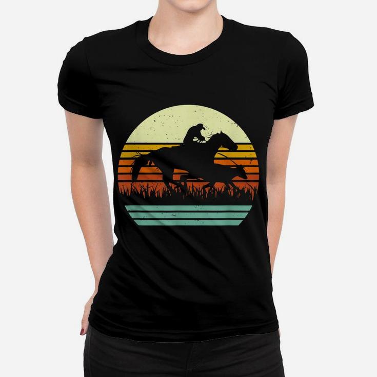 Horse And Cowboy Calf Roping Retro Sun Style Women T-shirt