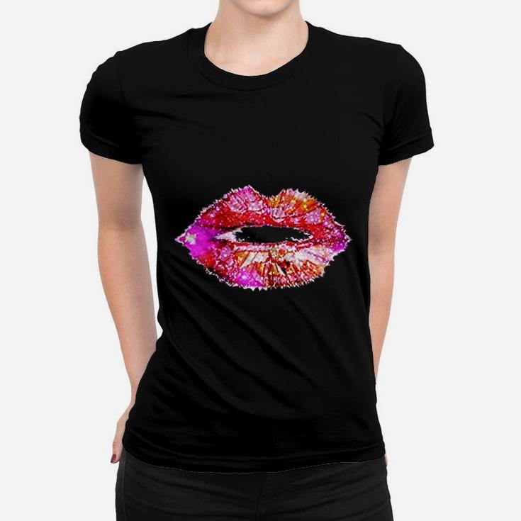 Hot Pink Lips Kiss Neon Women T-shirt