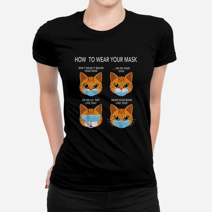 How To Wear A M Ask Funny Orange Cat Face Women T-shirt