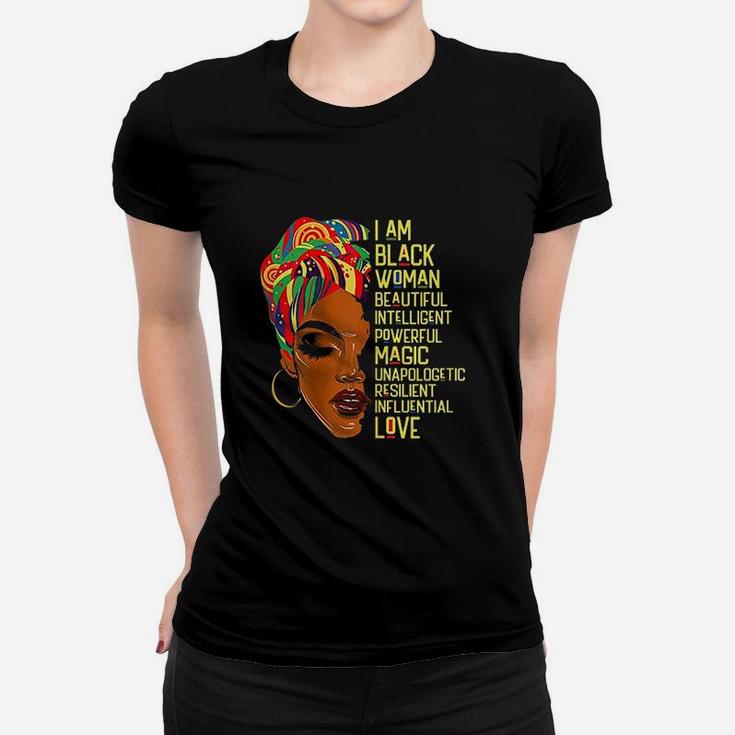 I Am Black Woman African American Melanin Poppin Afro Queen Women T-shirt