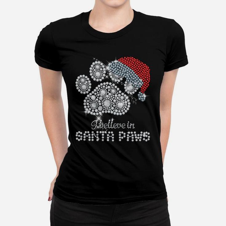 I Believe In Santa Paws Cat Dog Lovers Christmas Xmas Gift Sweatshirt Women T-shirt