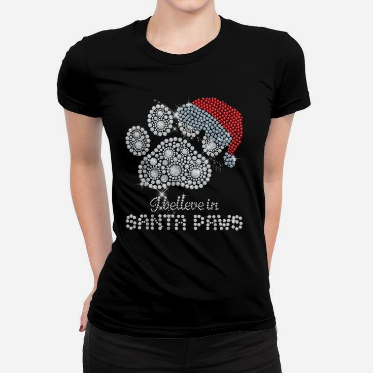 I Believe In Santa Paws Cat Dog Lovers Christmas Xmas Gift Women T-shirt
