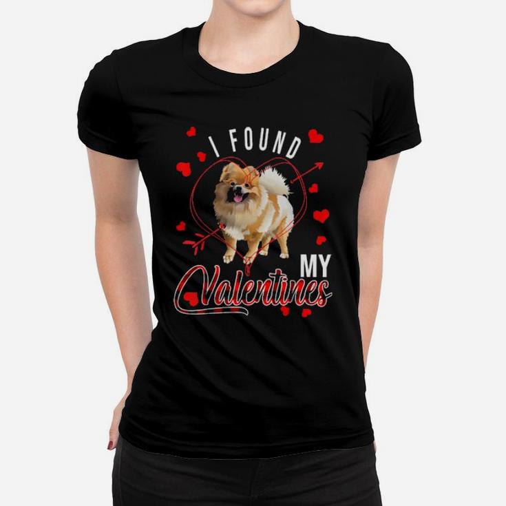 I Found My Valentines Red Plaid Pomeranian Dog Women T-shirt