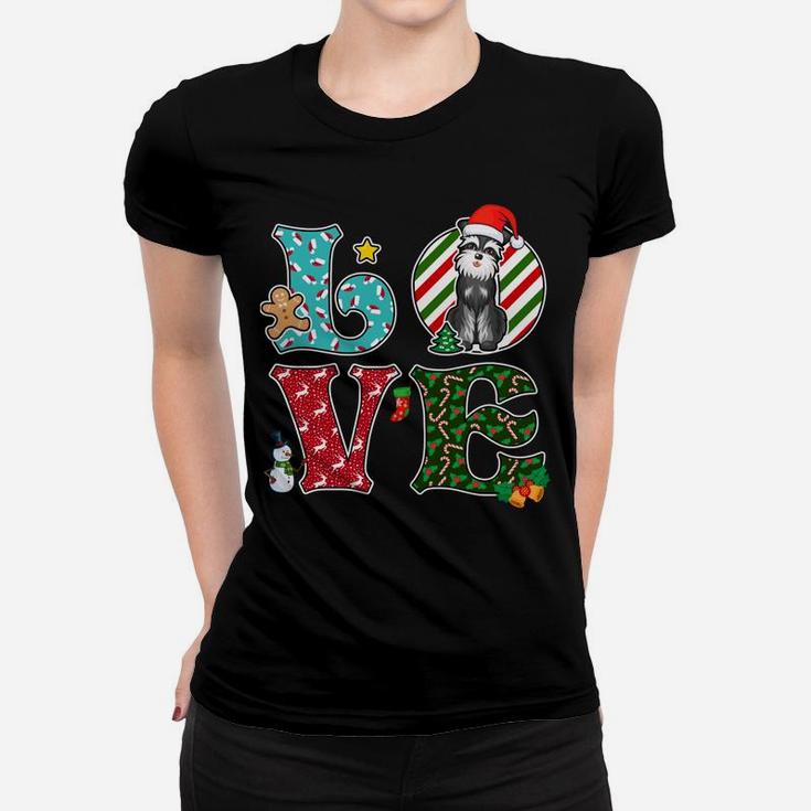 I Love Dog Schnauzer Christmas Sweatshirt Women T-shirt