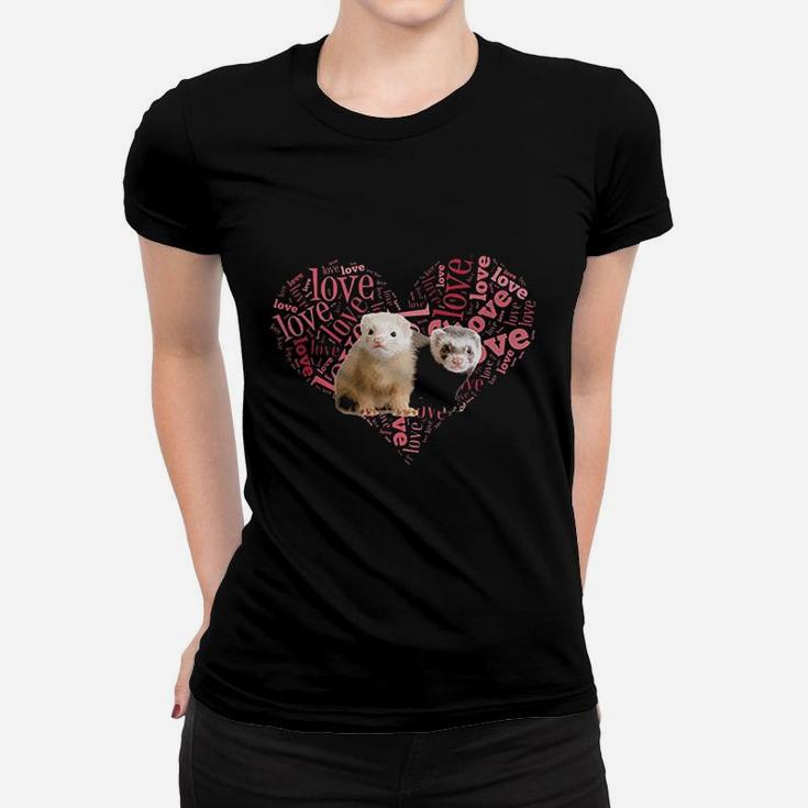 I Love Ferrets Heart Shaped Women T-shirt