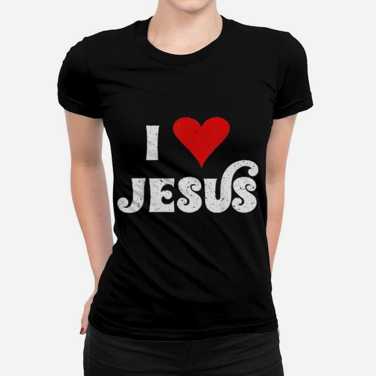 I Love Jesus Christian Faith Vintage 70S Heart Women T-shirt