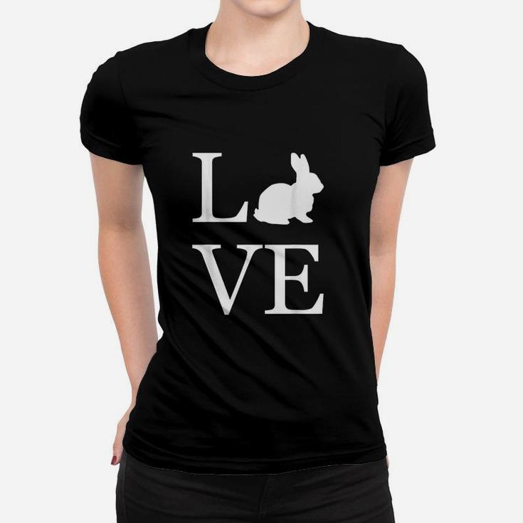 I Love Rabbit Bunny Silhouette Animal Lover White Graphics Women T-shirt