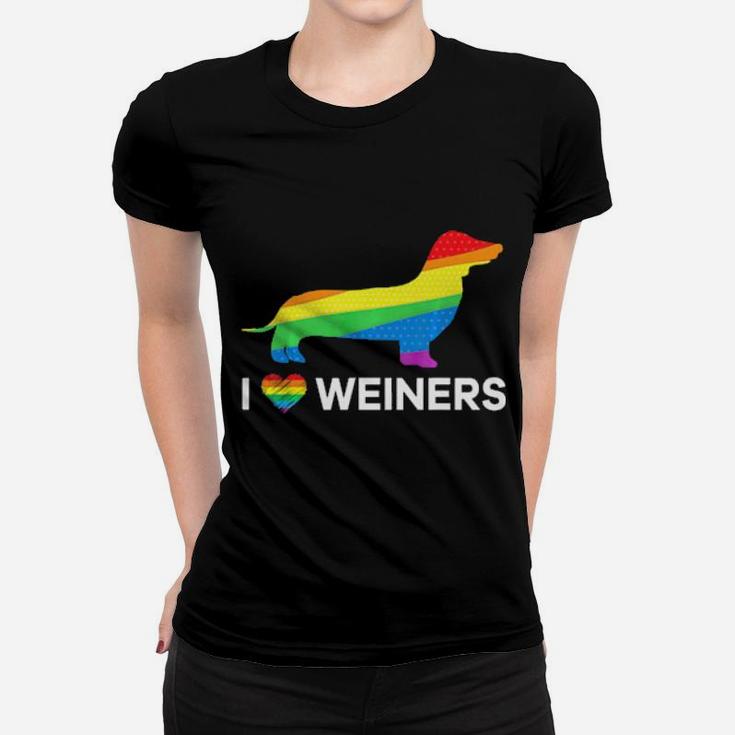 I Love Weiners Dachshund Lgbt Gay Lesbian Pride Women T-shirt