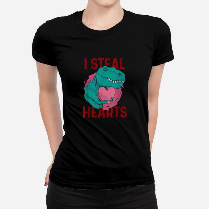 I Steal Hearts Valentines Day Cute DinosaurRex Women T-shirt