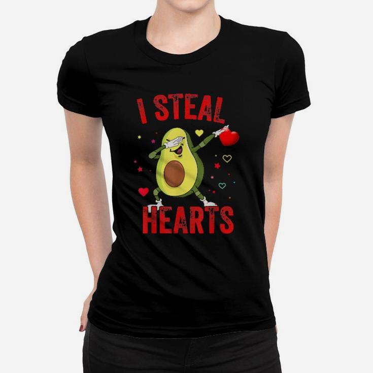 I Steal Hearts  Valentines Day Dabbing Avocado Women T-shirt