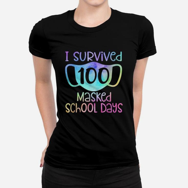 I Survived 100 Masked School Days Kids 100th Day Celebration Women T-shirt