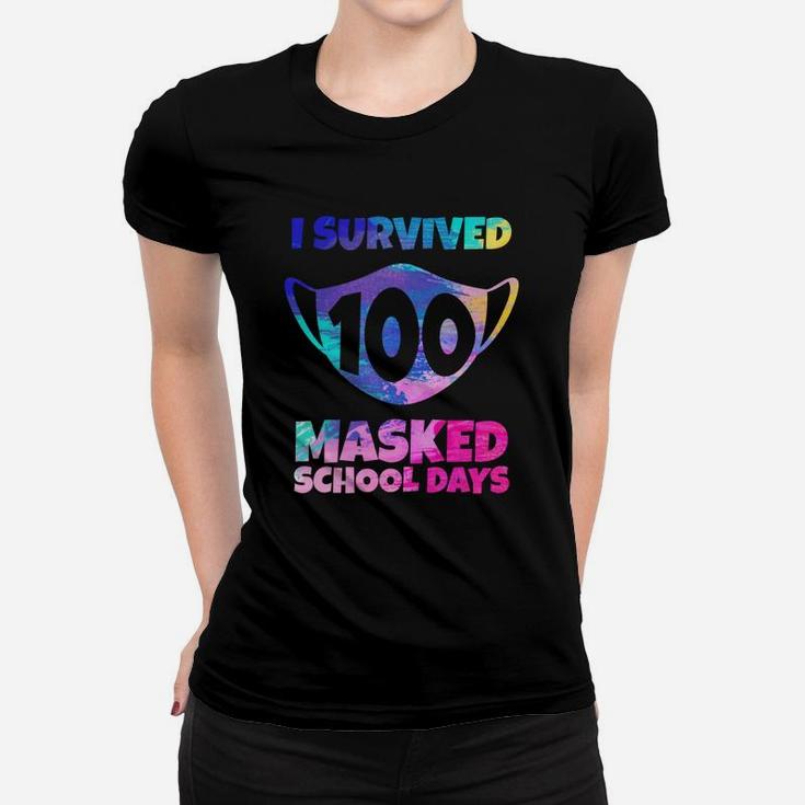 I Survived 100 Masked School Days Student Teacher Funny Gift Women T-shirt