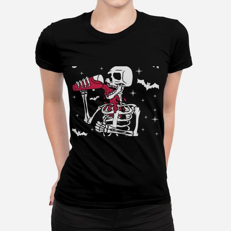 I'm Just Here For The Boos Funny Skeleton Drinking Wine Sweatshirt Women T-shirt