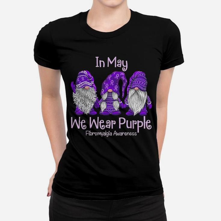 In May We Wear Purple For Fibromyalgia Awareness Gnome Women T-shirt